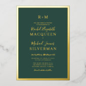 Elegant Real Gold dick Border Green Wedding Folieneinladung (Vorderseite)