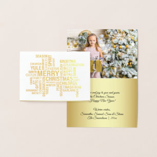 Elegant Real Gold Foil Frische Weihnachtsfeiertage Folienkarte