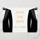 Elegant Real Gold Foil Gay Wedding retten das Datu Folieneinladung (Vorderseite)