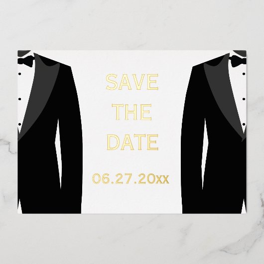Elegant Real Gold Foil Gay Wedding retten das Datu Folieneinladung (Vorderseite)