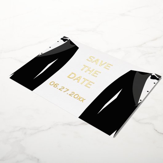 Elegant Real Gold Foil Gay Wedding retten das Datu Folieneinladung (Gedreht)