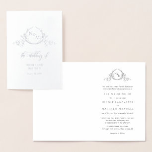 Elegant Real Silver Foil Monogram, formelle Hochze Folienkarte