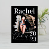 Elegant Real Silver Typografy Class of Abschluss Folieneinladung (Stehend vorne)