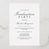 Elegant Real Silver Typografy Class of Abschluss Folieneinladung (Rückseite)