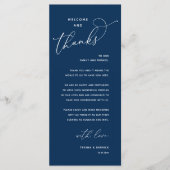 Elegant Reception "Welcome and Thanks" Guest Card Programm (Vorderseite)
