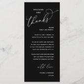 Elegant Reception "Welcome and Thanks" Guest Card Programm (Vorderseite)