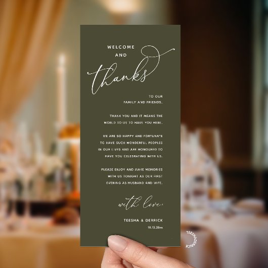 Elegant Reception "Welcome and Thanks" Guest Card Programm