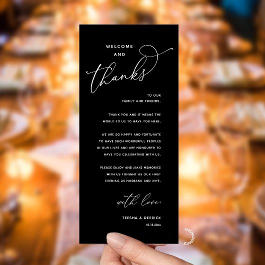 Elegant Reception "Welcome and Thanks" Guest Card Programm