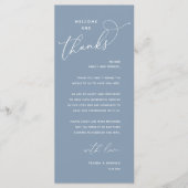 Elegant Reception "Welcome and Thanks" Guest Card Programm (Vorderseite)