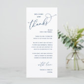 Elegant Reception "Welcome and Thanks" Guest Card Programm (Stehend Vorderseite)