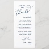 Elegant Reception "Welcome and Thanks" Guest Card Programm (Vorderseite)