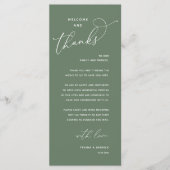 Elegant Reception "Welcome and Thanks" Guest Card Programm (Vorderseite)