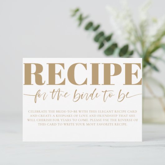 Elegant Recipe Bride to Be Calligraphy Begleitkarte (Stehend Vorderseite)