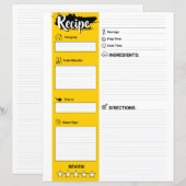 Elegant Recipe Paper Sheet (Full Page Fillable) (Vorne/Hinten)
