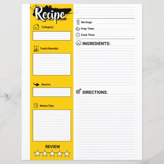 Elegant Recipe Paper Sheet (Full Page Fillable) (Vorderseite)