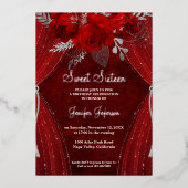 Elegant red 16 . Geburtstag Einladung (Vorderseite)