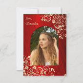 Elegant Red 16 . Geburtstag Foto Vielen Dank Dankeskarte (Rückseite)