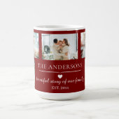 Elegant Red 5-Photo Family Collage Custom Kaffeetasse (Mittel)