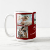 Elegant Red 5-Photo Family Collage Custom Kaffeetasse (Links)