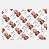 Elegant Red 90 and Fabulous 90th Birthday Photo Geschenkpapier Set (Vorderseite 2)
