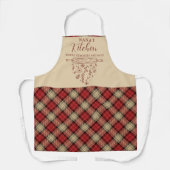 Elegant Red and Beige Tartan Kariert Nana's Kitche Schürze (Vorderseite)