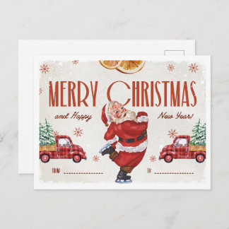 Elegant Red and Beige Watercolor Christmas Postkarte