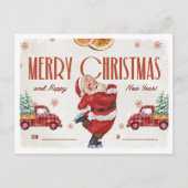 Elegant Red and Beige Watercolor Christmas Postkarte (Vorderseite)