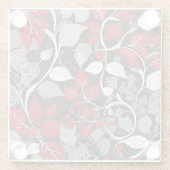 Elegant Red and Black Leaf Design Glasuntersetzer (Rückseite)