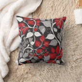 Elegant Red and Black Leaf Design Kissen (Decke)