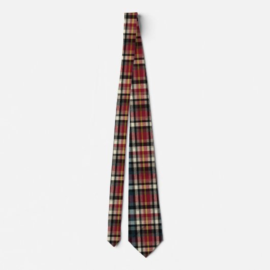 Elegant Red and Blue Plaid Gingham Pattern Krawatte (Rückseite)