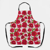 Elegant Red And Dark Pink Floral Roses Pattern Schürze (Vorderseite)