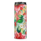 Elegant Red and Gold Christmas Floral Tumbler Thermosbecher (Rückseite)