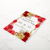 Elegant Red and Gold Floral Wedding Invitation Car Folieneinladung (Gedreht)