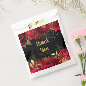 Elegant Red and Gold Flowers Birthday Party Geschenktütchen (Versiegelt)
