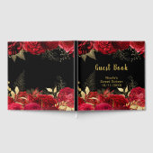 Elegant Red and Gold Flowers Sweet Sixteen Gästebuch (Voll)