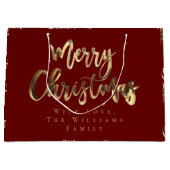 Elegant Red and Gold Look Script Frohe Weihnachten Große Geschenktüte (Vorderseite)