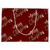 Elegant Red and Gold Look Script Frohe Weihnachten Große Geschenktüte (Rückseite)