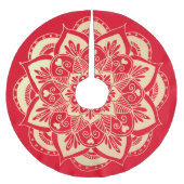 Elegant Red and Gold Mandala Boho Weihnachten Polyester Weihnachtsbaumdecke (Vorderseite)