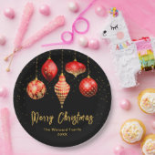 Elegant Red and Gold Ornament Christmas Pappteller (Party)