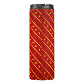 Elegant Red and Gold Stripe & Dots Christmas Thermosbecher (Rückseite)