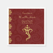 Elegant Red and Gold Vinayaka Wedding Napkins Serviette (Vorderseite)
