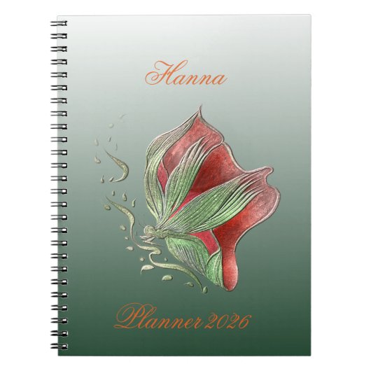 Elegant Red and Green Spiral Notebook Notizblock (Vorderseite)