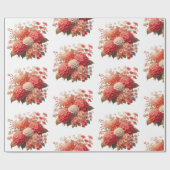 Elegant Red and Peach Hydrangea Floral Geschenkpapier (Flach)