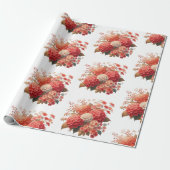 Elegant Red and Peach Hydrangea Floral Geschenkpapier (Ungerollt)