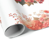 Elegant Red and Peach Hydrangea Floral Geschenkpapier (Rolleneckpunkt)