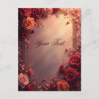 Elegant Red and Pink Wedding Roses Postkarte