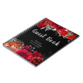 Elegant Red and Silver Flowers Birthday Guest Book Notizblock (Linke Seite)