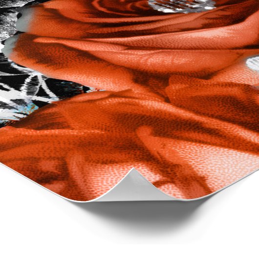 Elegant Red and Silver Flowers Birthday Part Poster (Ecke)