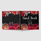 Elegant Red and Silver Flowers Birthday Party Gästebuch (Voll)