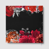 Elegant Red and Silver Flowers Birthday Party Gästebuch (Rückseite)